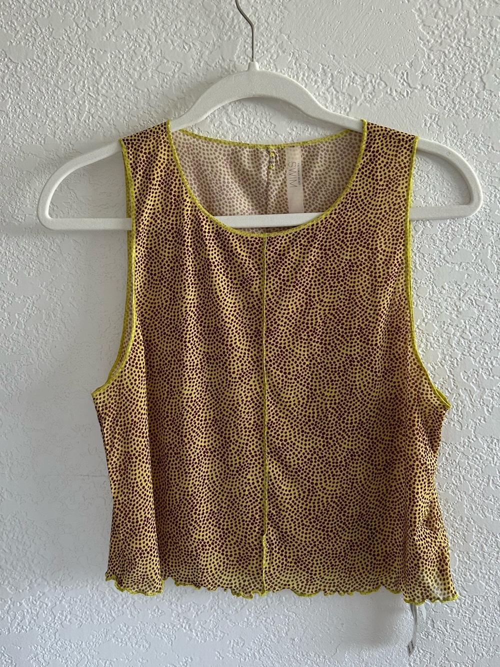Victoria's Secret Swim Limelight Dot Light Green with Brown Polkadot Mesh Tank